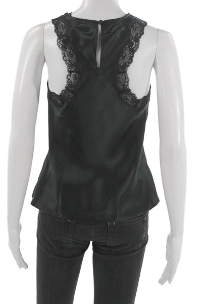 Cami NYC Women Silk Black Sleeveless Tank Round Neck Size XS