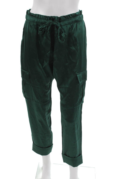 Cami NYC Womens Cargo Silk Drawstring Pants Green Size S