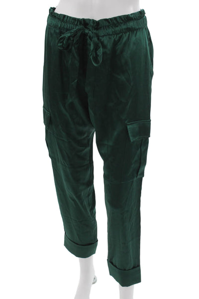 Cami NYC Womens Cargo Silk Drawstring Pants Green Size S