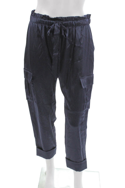 Cami NYC Womens Cargo Pants Blue Silk Spandex Drawstring Petite Size S