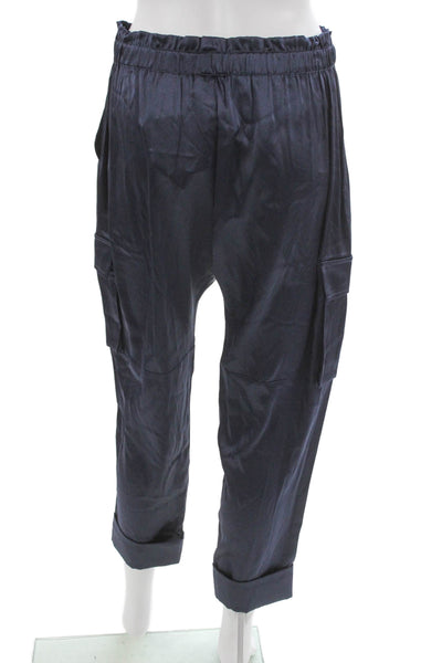 Cami NYC Womens Cargo Pants Blue Silk Spandex Drawstring Petite Size S
