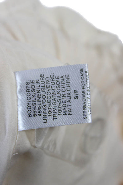 Cami NYC Women Silk Cargo Pants Drawstring Ivory Inseam 26 Size S