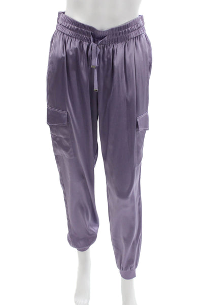 Cami NYC Womens Cargo Pants Silk Purple Drawstring Size S