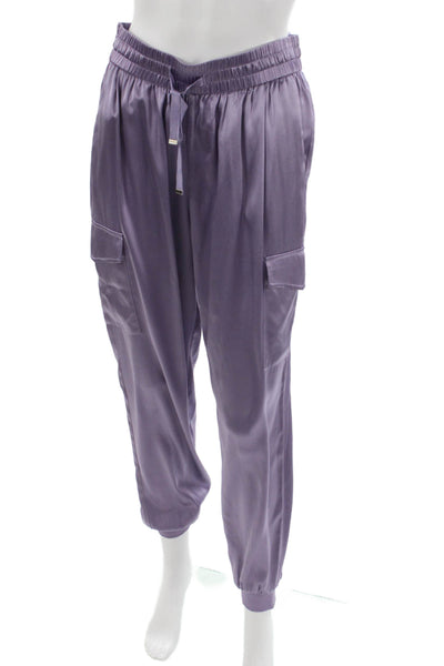Cami NYC Womens Cargo Pants Silk Purple Drawstring Size S