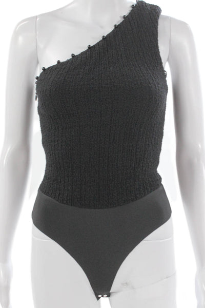 Cami NYC Womens Black One Shoulder Organic Cotton One Piece Bodysuit Size 00