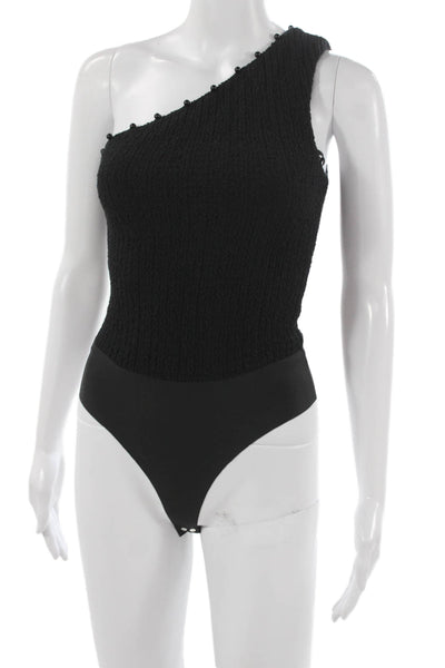 Cami NYC Womens Black One Shoulder Organic Cotton One Piece Bodysuit Size 00