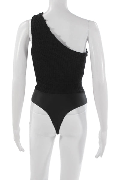 Cami NYC Womens Black One Shoulder Organic Cotton One Piece Bodysuit Size 00