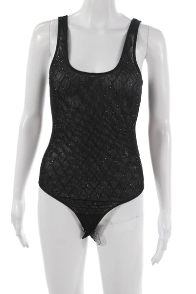 Generation Love Womens One Piece Black Sleeveless Round Neck Argyle Size S