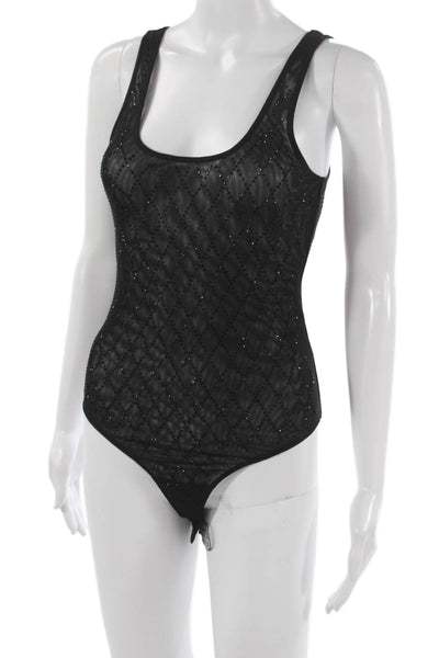 Generation Love Womens One Piece Black Sleeveless Round Neck Argyle Size S