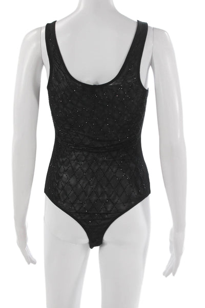 Generation Love Womens One Piece Black Sleeveless Round Neck Argyle Size S