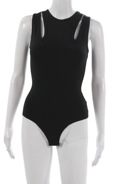 LNA Women One Piece Bodysuit Black Round Neck Sleeveless Polyester Size XS