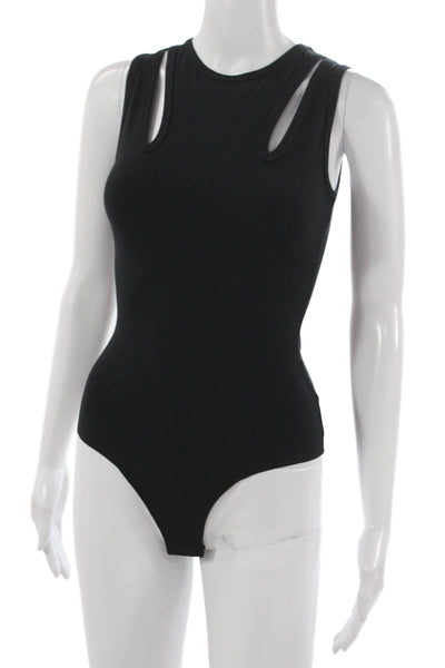 LNA Women One Piece Bodysuit Black Round Neck Sleeveless Polyester Size XS