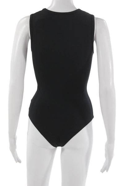 LNA Women One Piece Bodysuit Black Round Neck Sleeveless Polyester Size XS
