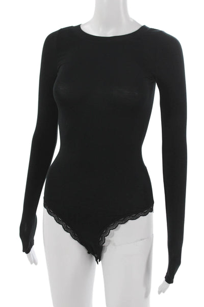 Stripe & Stare Women One Piece Black Modal Long Sleeve Bodysuit Size S