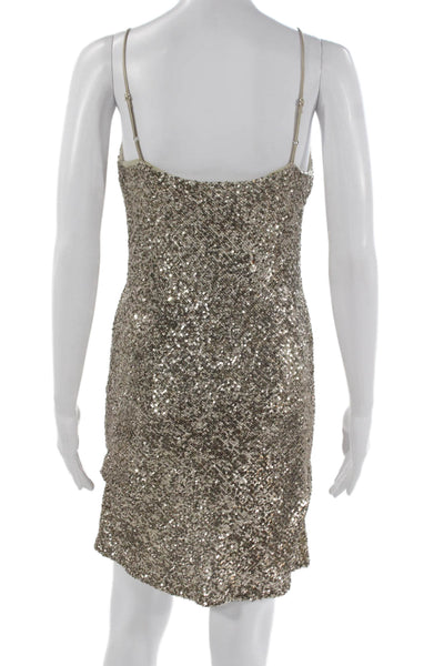 Generation Love Womens Gold Cowl Neck Sleeveless Mini Dress Size XS