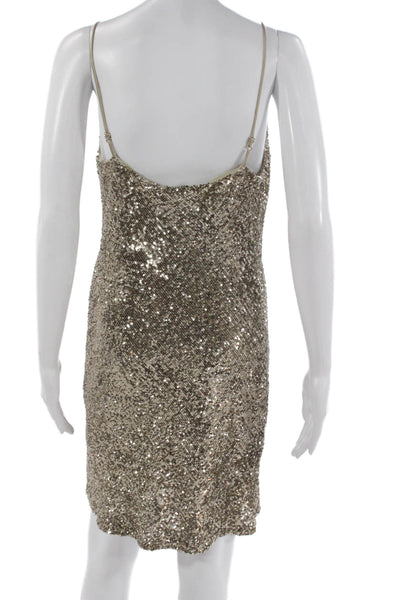 Generation Love Women Gold Slip Dress Cowl Neck Sleeveless Mini Polyester Size S