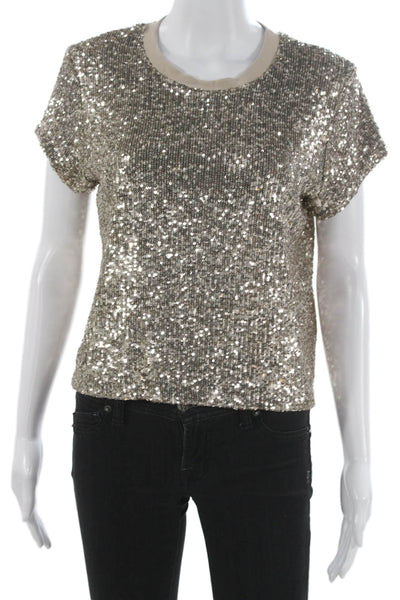 Generation Love Women Basic Crew Neck Gold Short Sleeve T-Shirt Size XS