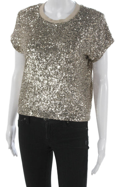 Generation Love Women Basic Crew Neck Gold Short Sleeve T-Shirt Size XS