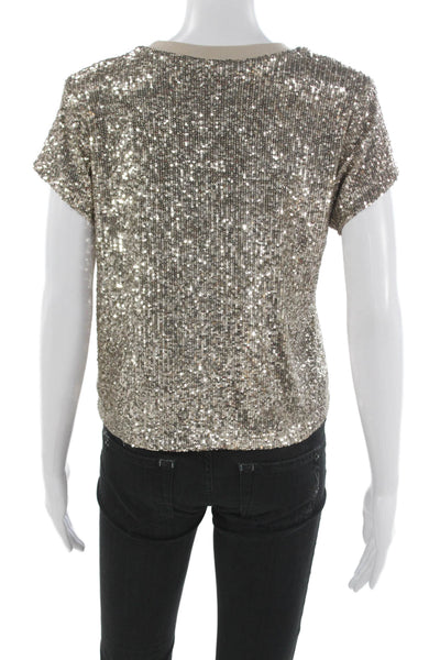 Generation Love Women Basic Crew Neck Gold Short Sleeve T-Shirt Size XS