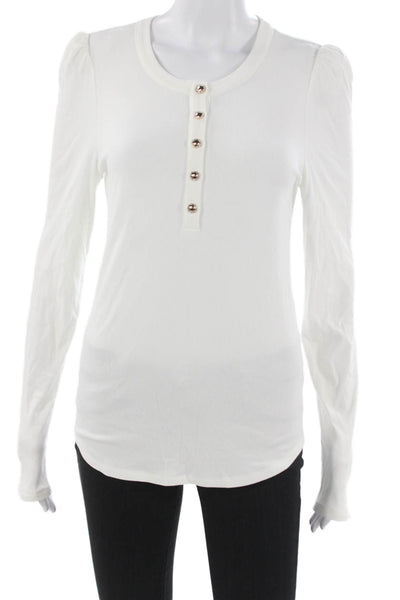 Generation Love Womens Basic Henley T Shirt White Long Sleeve Size M