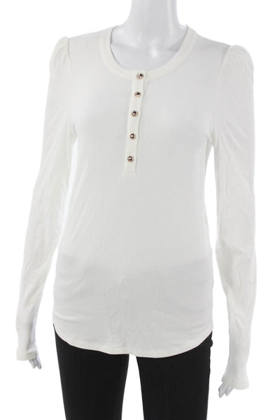 Generation Love Womens Basic Henley T Shirt White Long Sleeve Size M