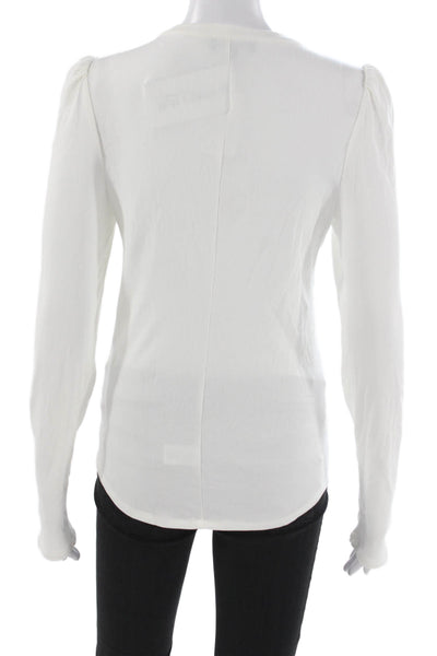 Generation Love Womens Basic Henley T Shirt White Long Sleeve Size M