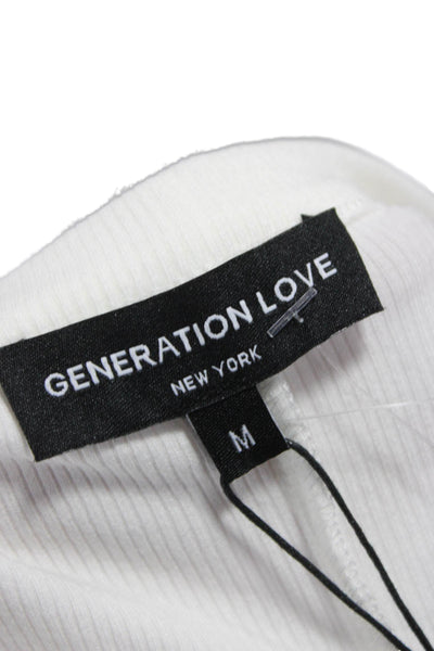 Generation Love Womens Basic Henley T Shirt White Long Sleeve Size M