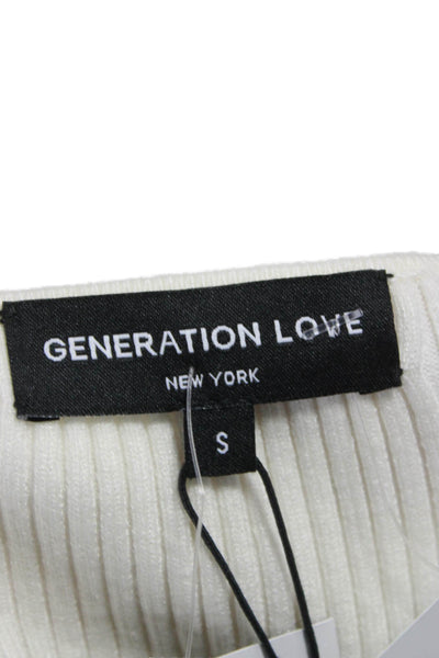 Generation Love Women Basic Ivory Square Neck Long Sleeve Blouse Zip Size S
