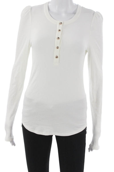Generation Love Women Basic White Henley Long Sleeve T-Shirt Size S