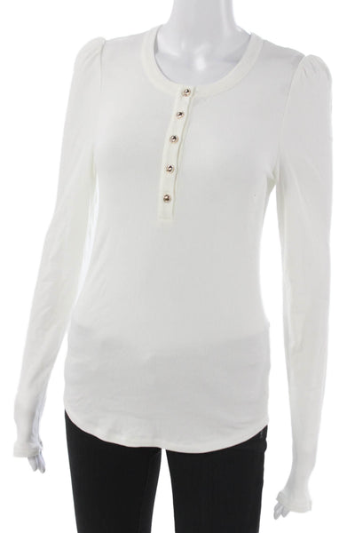 Generation Love Women Basic White Henley Long Sleeve T-Shirt Size S