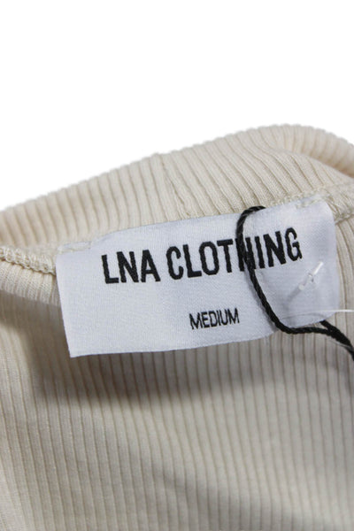 LNA Womens Basic T-Shirt Beige Crew Neck Short Sleeve Rayon Spandex Size M