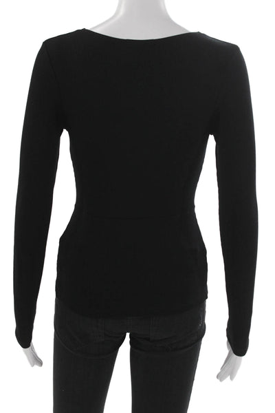 Generation Love Women Black V-Neck Tunic Blouse Long Sleeve Rayon Size XS