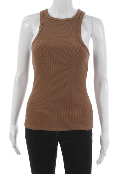Agolde Women Sleeveless Basic Tank Brown Organic Cotton Round Neck Size S