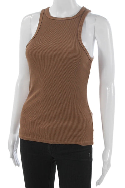 Agolde Women Sleeveless Basic Tank Brown Organic Cotton Round Neck Size S