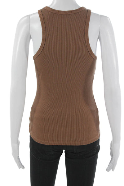 Agolde Women Sleeveless Basic Tank Brown Organic Cotton Round Neck Size S