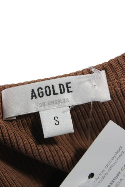 Agolde Women Sleeveless Basic Tank Brown Organic Cotton Round Neck Size S