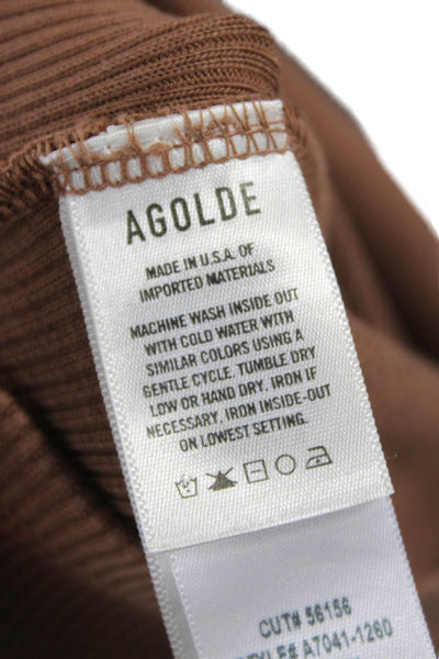 Agolde Women Sleeveless Basic Tank Brown Organic Cotton Round Neck Size S