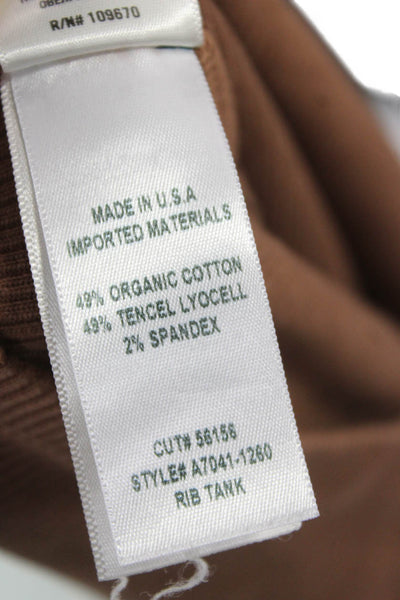 Agolde Women Sleeveless Basic Tank Brown Organic Cotton Round Neck Size S