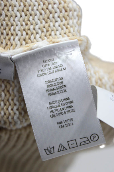 Re/Done Womens Beige Geometric V-Neck Sleeveless Cardigan Cotton Size S