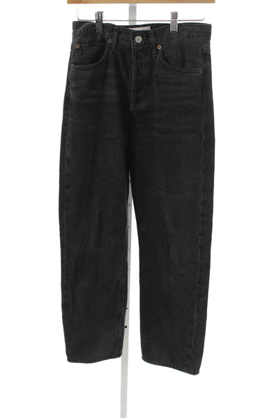 Agolde Women Straight Mid-Rise Black Cotton Jeans Size 24