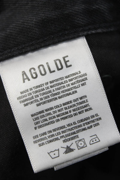 Agolde Women Straight Mid-Rise Black Cotton Jeans Size 24