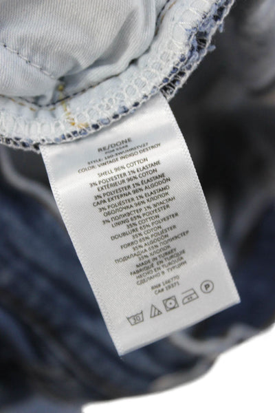 Re/Done Womens High Waist Straight Jeans Blue Cotton Button Inseam 24 Size 29