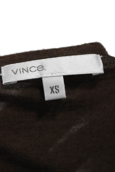 Vince Womens Boat Neck Long Sleeve Basic T-Shirt Brown Size XS