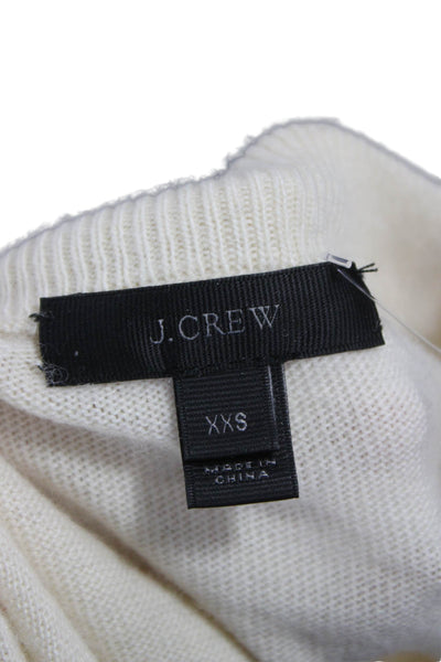 J Crew Women Pullover Sweater Ivory Wool Blend Crew Neck Long Sleeve Size 2XS