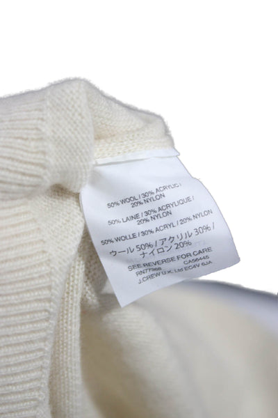 J Crew Women Pullover Sweater Ivory Wool Blend Crew Neck Long Sleeve Size 2XS