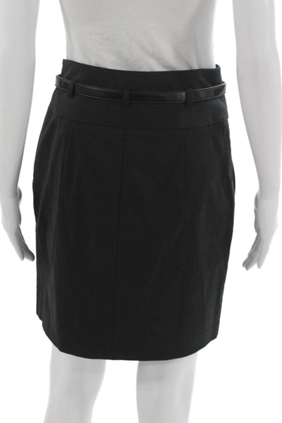 Theory Womens Black Pleated Skirt Buckle Waist Size 2