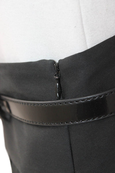 Theory Womens Black Pleated Skirt Buckle Waist Size 2