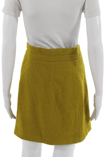 Milly Womens Wrap Wool Skirt Green Knee Length Tie Waist Size 4