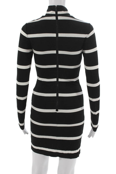 Alice + Olivia Womens Black Bodycon Dress Long Sleeve Mock Neck Viscose Size 2