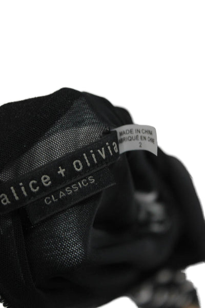 Alice + Olivia Womens Black Bodycon Dress Long Sleeve Mock Neck Viscose Size 2
